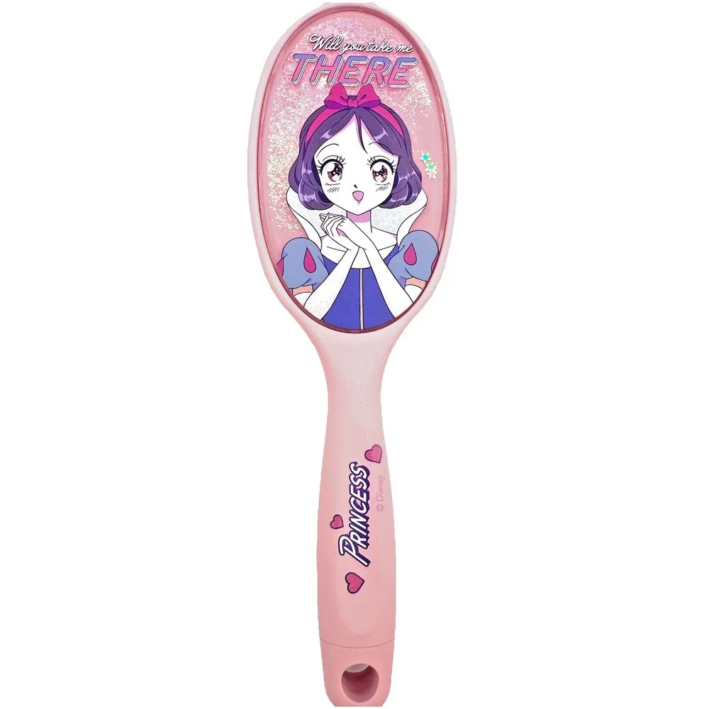 Disney Miniso Snow White Paddle Hair Brush Pink Glitter Princess